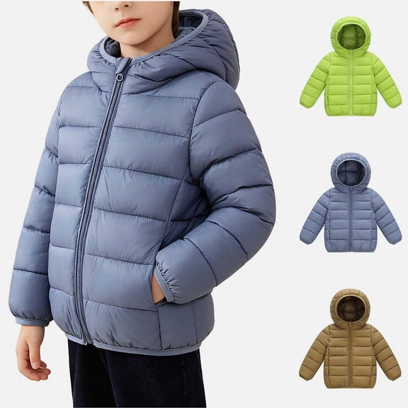 ITSAME Boys Quilted Puffer Jacket (1-8) Lightweight Hooded Zip Up Winter Warm Coat with Pockets Size 7