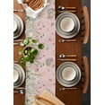 thumbnail image 5 of Flower Pink Burlap Cotton Table Runner 14x72 Inches Long, Blue Pink Daisy Wildflower Floral Botanical Farmhouse Table Runners, Outdoor Dining Tablecloths Decor for Baby Shower/Party/Wedding, 5 of 6