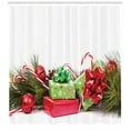 thumbnail image 3 of Ambesonne Christmas Shower Curtain, Closeup Noel Ornaments, 69"Wx75"L, Fern Green and Ruby, 3 of 3