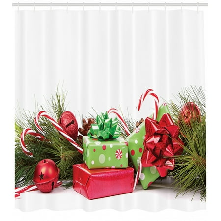 Christmas Shower Curtain Ornate Boxes With Dots Candy Cane
