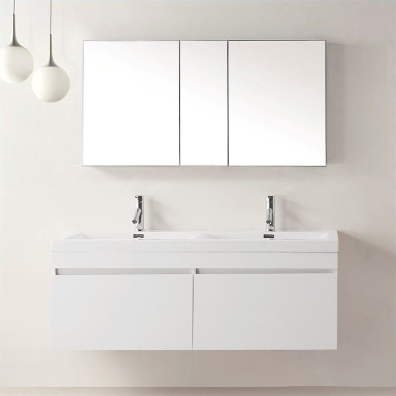 Virtu USA Zuri 55" Polymarble Double Bathroom Vanity Set in