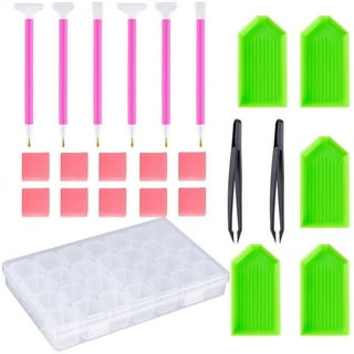 127pcs 5D DIY Diamond Painting Accessories Diamond Painting Tools Cross  Stitch Tool Set with 28 Slots Diamond Embroidery Box and Stickers for Art