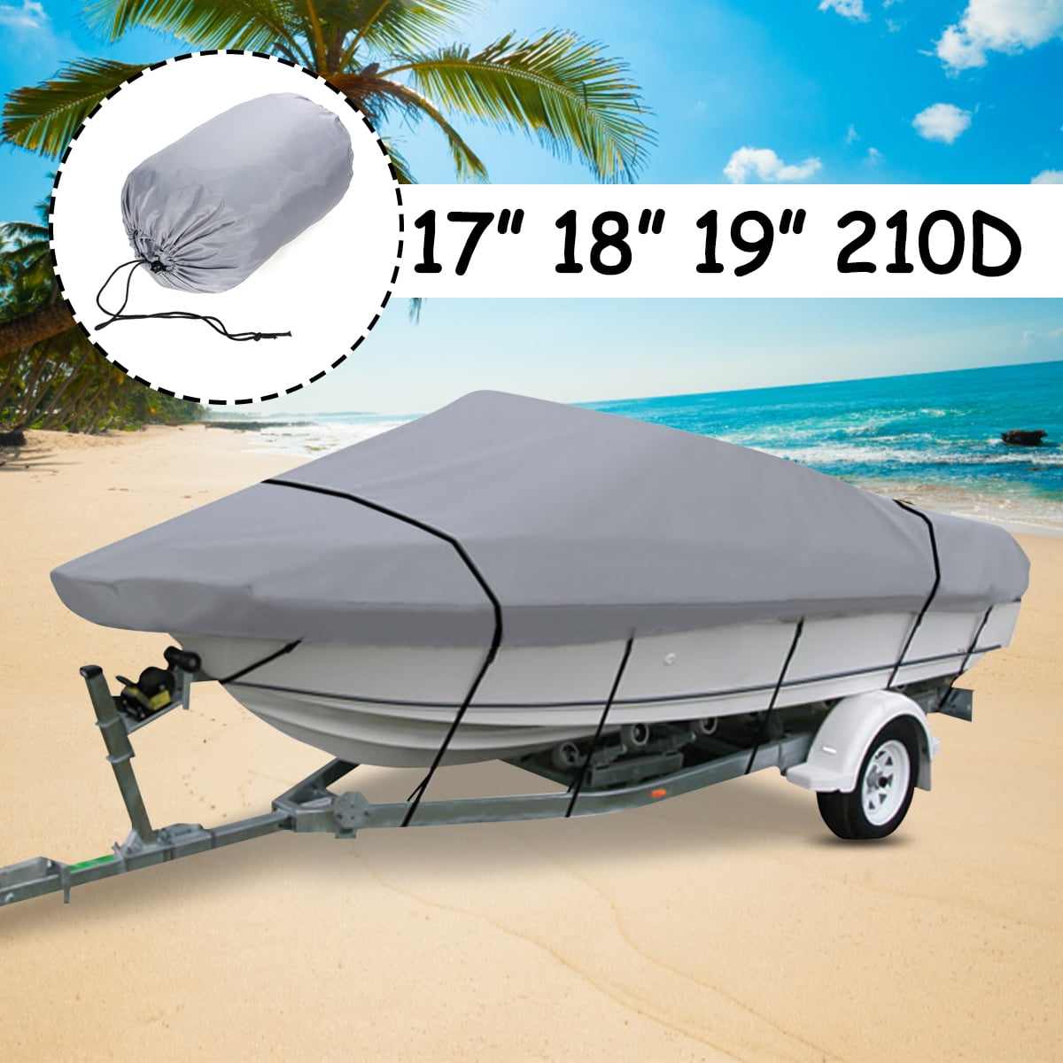 Waterproof Fishing Ski Boat Cover 11-13/' 14-16/' 17-19/' 20-22/' V-Hull 100/" Beam