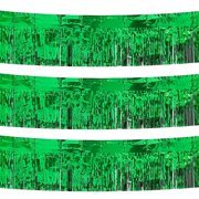 CareCheer 3 Pack 10 Feet Foil Fringe Garland Shiny Metallic Wall Hanging Drapes Tassel Skirting Decorations Supplies for Parade Float Trailer Mardi Gras Party Birthday Wedding (Green)