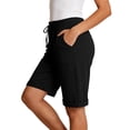 thumbnail image 2 of BLVB Women's Bermuda Shorts Summer Jersey Shorts with Pockets Yoga Walking Athletic Long Shorts for Women Knee Length, 2 of 5