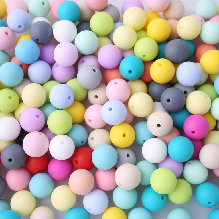 Round Silicone Beads Mix Color Silicone Teething Beads 100pc 12mm DIY  Supplies BPA Free 