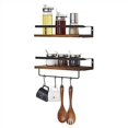 thumbnail image 3 of CHAO Walnut40*15cm Estante De Almacenamiento para Cocina Y Baño, Estante De Pared De Madera Maciza, Hierro Forjado, Estante Incorporado De Madera para Baño, 3 of 5