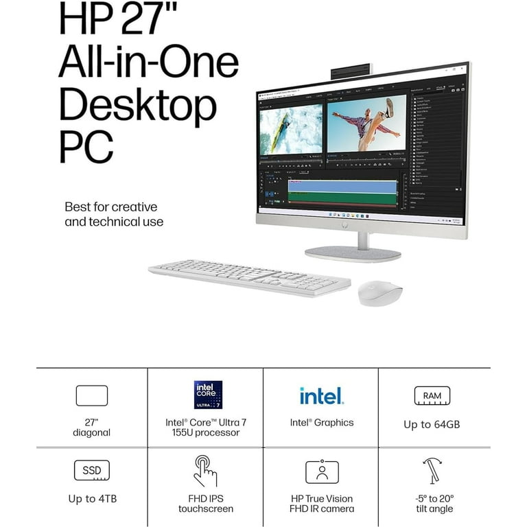 HP 27-inch All-in-One Desktop PC • 64GB RAM • 2TB SSD • Intel Core