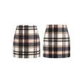 thumbnail image 3 of Womens Wool Plaid Mini Skirt Fall Winter High Waisted Bodycon Pencil Skirt Brown M, 3 of 6