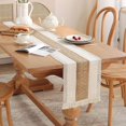 thumbnail image 4 of Patchwork Burlap Table Pants Farmhouse Style, Country Style Woven Cotton Crochet Lace, Bohemian Style, 70", 4 of 5