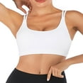 thumbnail image 3 of Women‘s Medium Support Cross Back Wirefree Removable Cups Solid Color Padded Yoga Sport Bra, 3 of 9