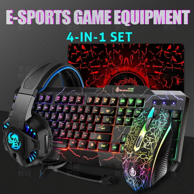  Gaming Keyboard and Mouse and Mouse pad and Gaming Headset,  Wired LED RGB Backlight Bundle for PC Gamers and Xbox and PS4 Users - 4 in  1 Edition Hornet RX-250 : Video Games