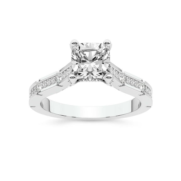 IGI Certified 1 Carat Cushion Shape Lab Grown Diamond Engagement Ring | 14K White Gold | Delphie Channel Set Diamond Ring | FG-VS1-VS2 Quality Friendly Diamonds