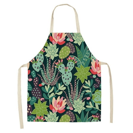 

Heiheiup Small Fresh Cactus Printed Apron Green Printed Apron Home Cleaning Parent Child Apron Waterproof And Oil Proof
