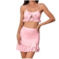 thumbnail image 5 of UPPADA Womens High Waisted Bikini Sets Flexible Comfy Swimsuits Halter Tie Back Bathing Suit Two Piece Swim Suits 2025 Color Block Bathing Suits Bikini and Bottom Pink,L, 5 of 7