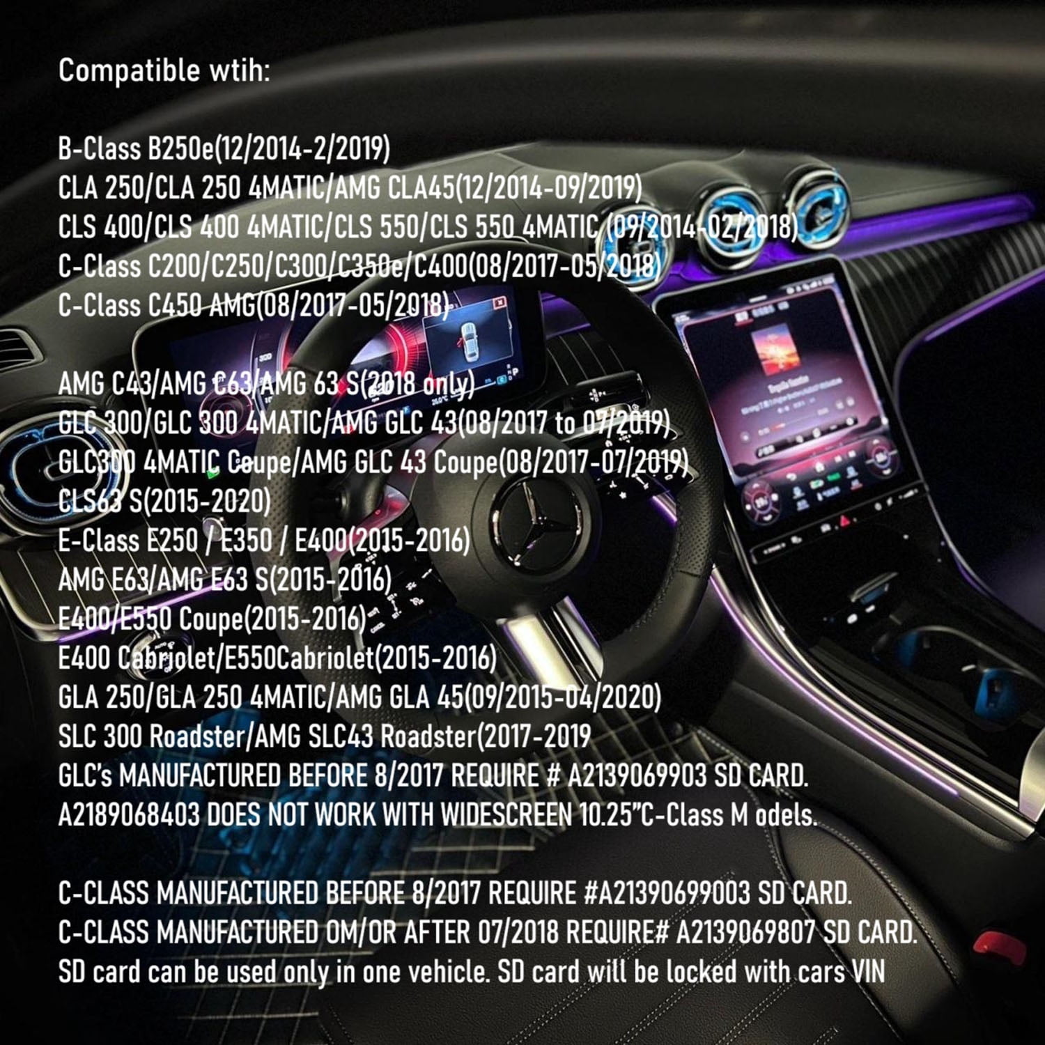 Navigation SD Card A2189068403 Compatible with Garm./Pilot, CLA.Version 14.0 (MAP 14.0) ONLY BE Used in The Audio 20 (Code 522) NTG