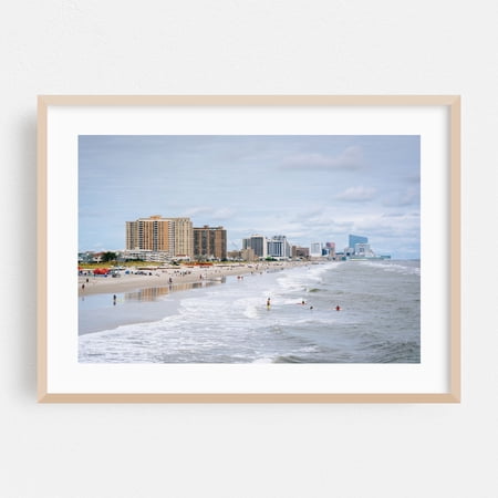 Shoreline - Ventnor City New Jersey Photography Oak Framed Wall Art Print 16 x 24 inches
