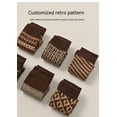 thumbnail image 3 of Milk Tea Color Double Needle Double Sock Women Autumn And Winter Brown Wireless Head Retro Cotton Small Leather Shoes Socks 2PCS, 3 of 8