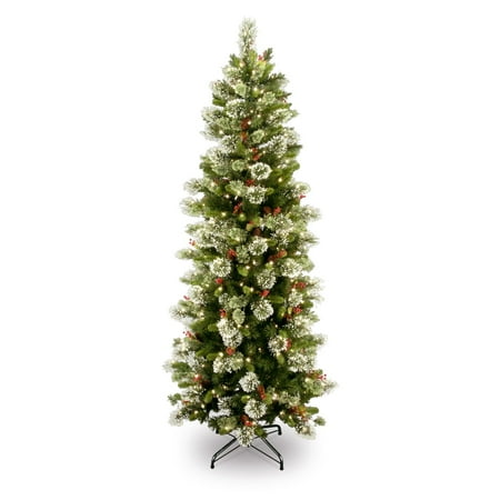 National Tree Pre Lit 7 1 2 Wintry Pine Slim Hinged Artificial