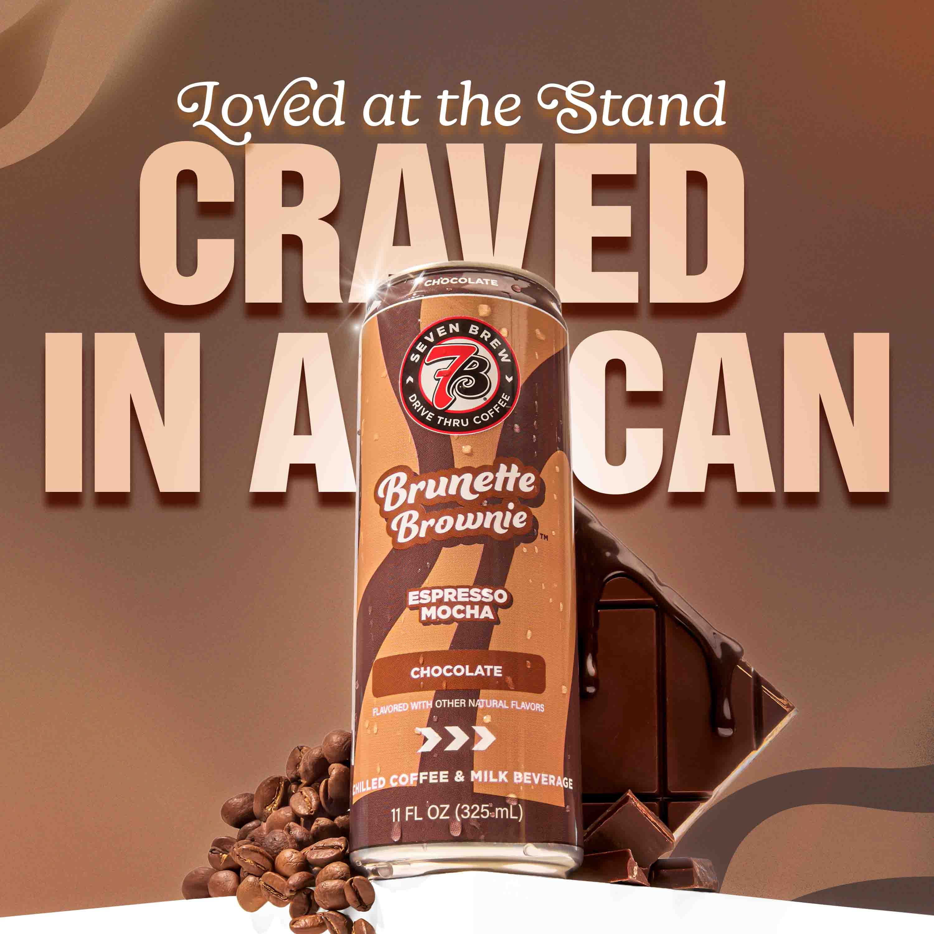 (4 pack) 7 Brew Brunette Brownie Chilled Espresso Mocha Ready to Drink Coffee, 11 fl oz Can