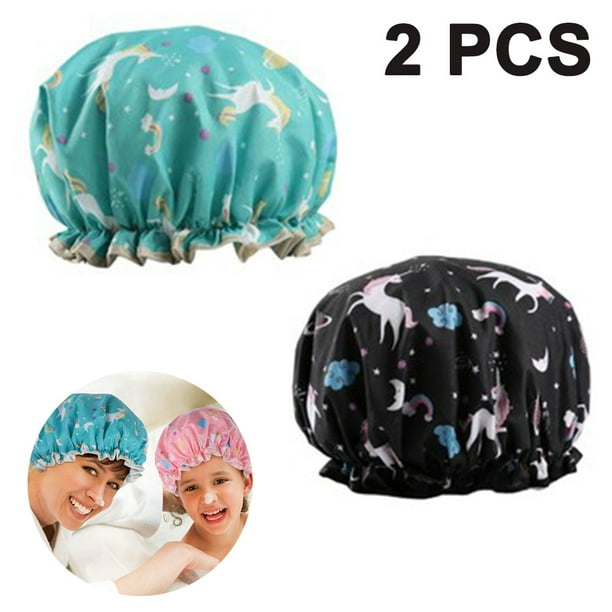 HZKAICUN Shower Caps, Double Layers Bath Hat for Women to Cover Long