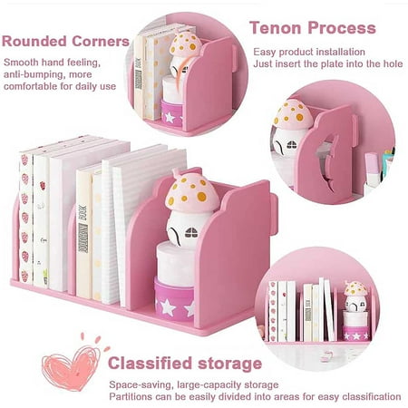 Expandable Desktop Bookshelf Wood Desk Organizer For Kids Room Adjustable Table Top Bookcase Cartoon Book Rack Children S Home Officepink 26x21x21cm 10x8x8inch Canada Expandable Desktop Bookshelf Wood Desk, Round Bookshelf Table Top