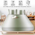 thumbnail image 5 of Twin XL Size Fitted Sheet Set - Sage Green White Ombre 2 Piece Bedding Sets 16" Deep Pocket Fitted Sheet with 1 Pillowcases, Abstract Art Modern Green Gradient Brushed Microfiber Luxury Bed Sheets, 5 of 9
