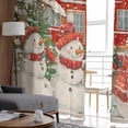 thumbnail image 4 of Grey Snowman Christmas Semi Sheer Curtains 63 Inch Length 2 Panels Set, Farmhouse Tree Xmas Sheer Kitchen Curtain Privacy Voile Window Curtain for Living Room Bedroom Rod Pocket Drapes, 4 of 7