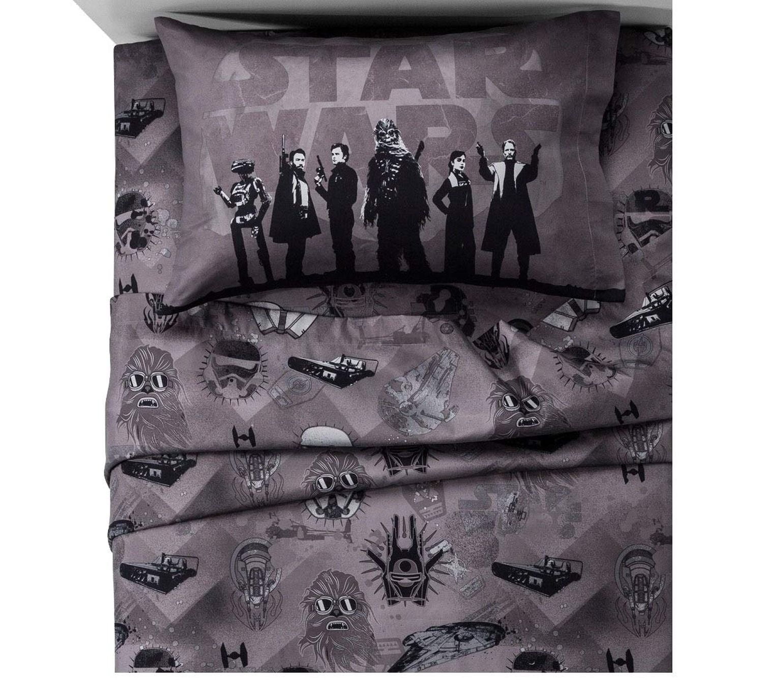 Star Wars Kessel Crew Full Sheet Set Gray New Disney Super Soft 4 Pc Bedding 