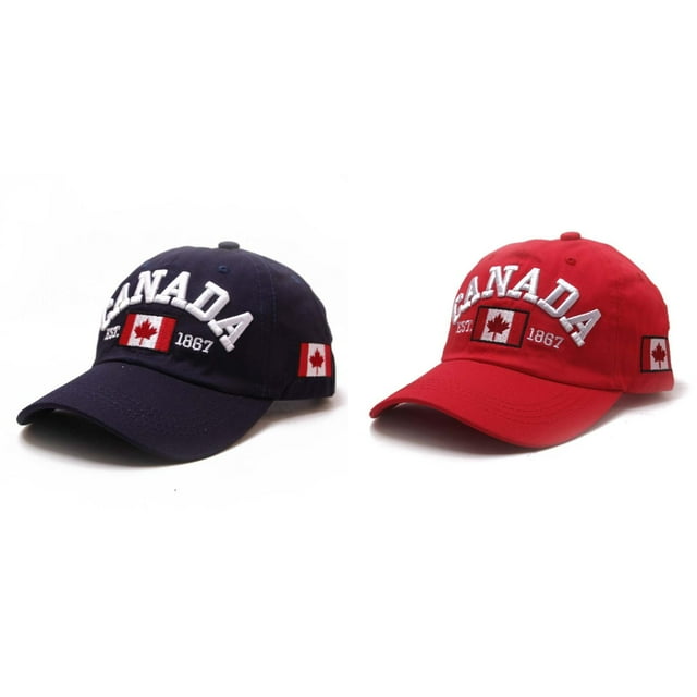 (2-Pack) Kcodviy Canada Baseball Cap Canada Panel Baseball Hat Day Embroidered Maple Leaf Womens Baseball Caps with Sayings Flag Adjustable Hat