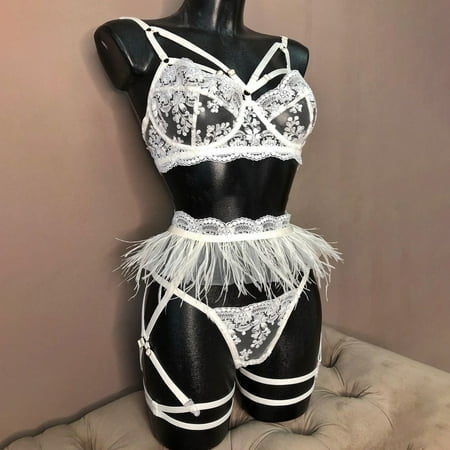

Pxiakgy intimates for women Bra PolyesterFlowers Embroidery Daily Woman White + M