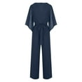 thumbnail image 6 of NSLGXD Dressy Jumpsuits for Women Wedding Guest Evening Party Summer Overalls Chiffon Flare 3/4 Sleeve Jumpsuit Cowl Neck Tie Waist Wide Leg Long Pants Romper, 6 of 6