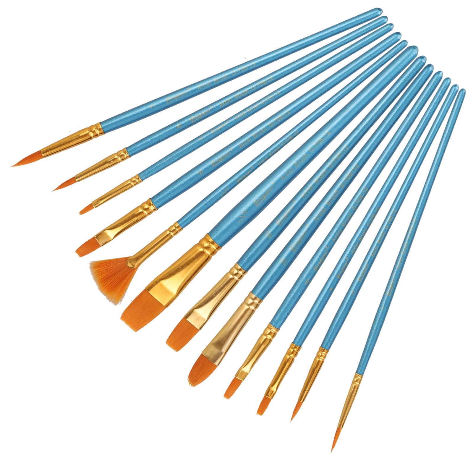 TSV Art Paint Brushes Set for for Watercolor, Acrylic, Oil - 12