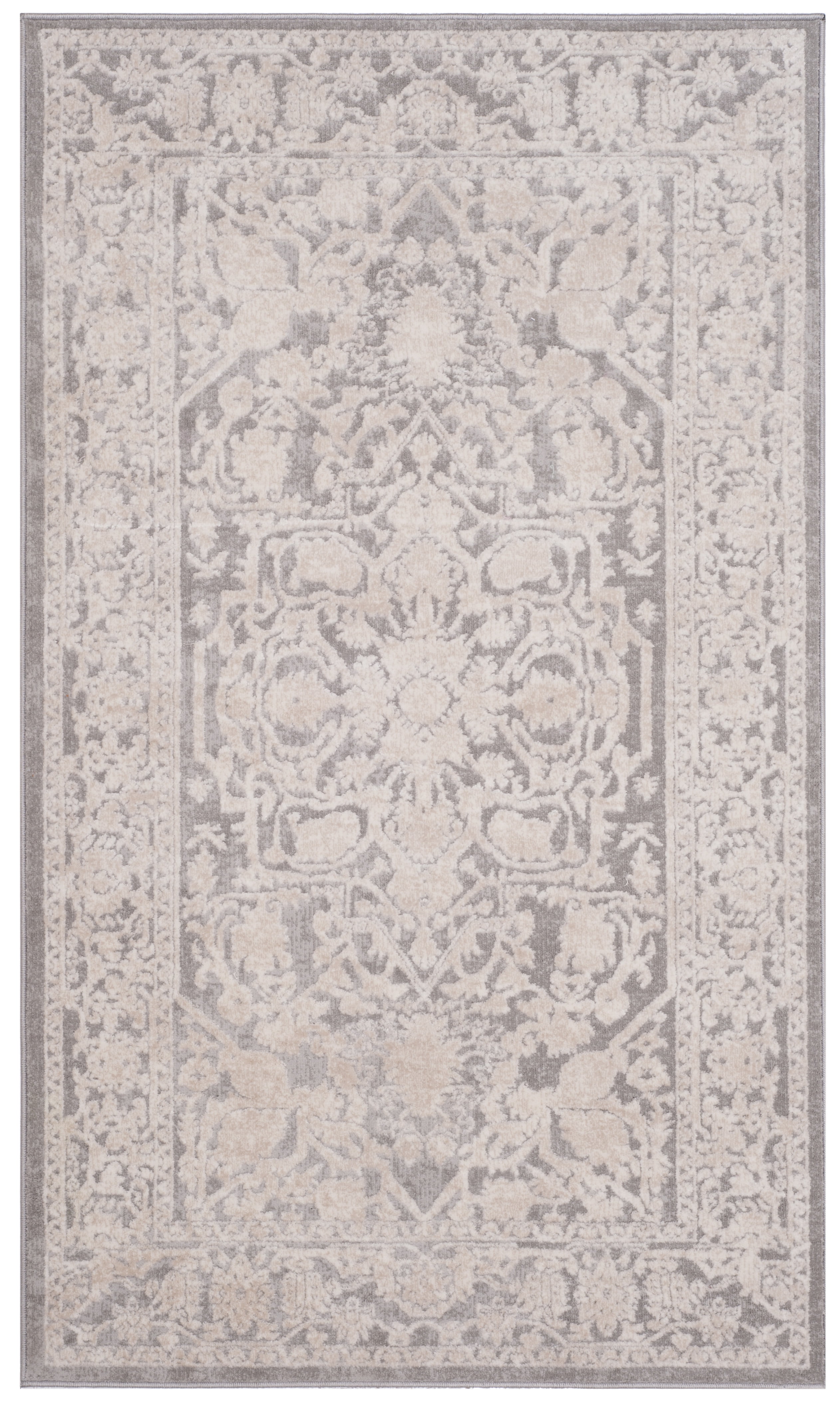 SAFAVIEH Reflection Collection RFT665C Boho Tribal Distressed Living Room Bedroom Entryway Accent Area Rug 3' x 3' Square Light Grey/Cream
