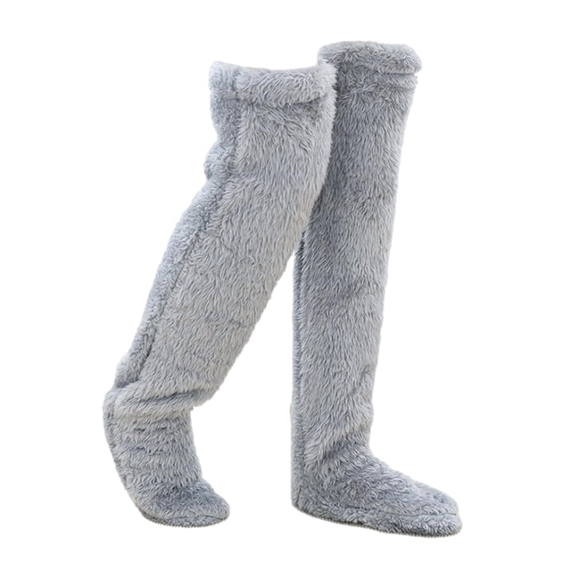 Furry Over The Knee Socks, Winter Sleeping Socks, Cozy Boot Socks, Plush Slipper 90cm