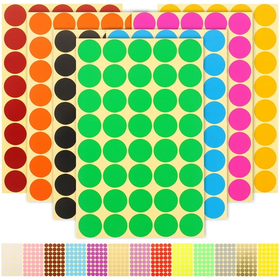 20 Sheets Classify Labels Colorful Dot Stickers Removable Toddler