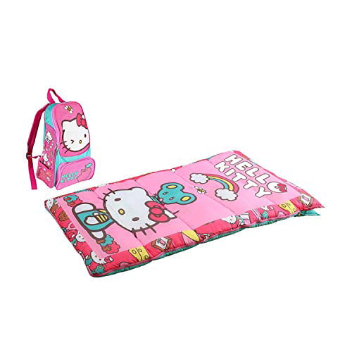 Pink Hello Kitty Riding Bike Sleeping Bag Camping 28" 56" Indoor Outdoor Nap Mat 