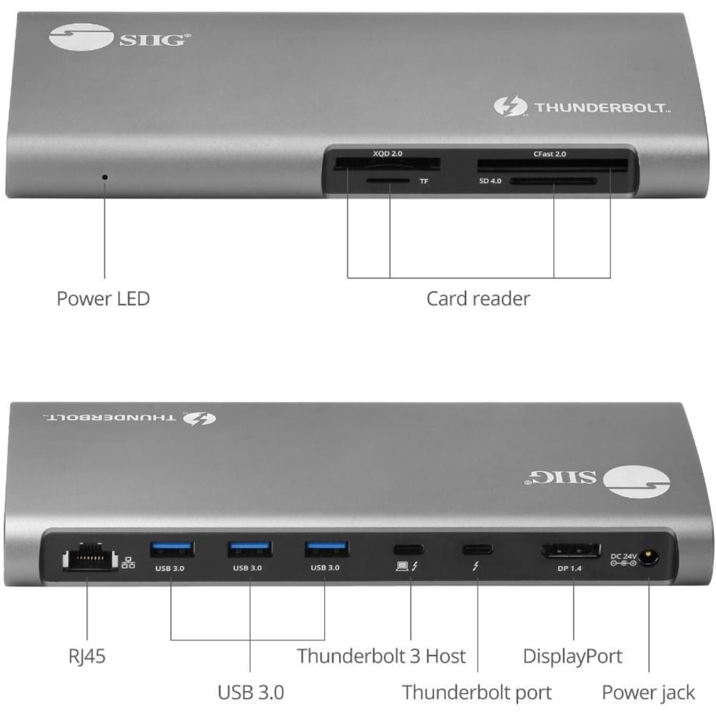 SIIG Thunderbolt 3 to Dual 4K Monitor Docking Station with PD - Titan Ridge - USB C DP Alt Compatible - Supports 8K 60Hz - Expandable Thunderbolt 3 Daisy Chain