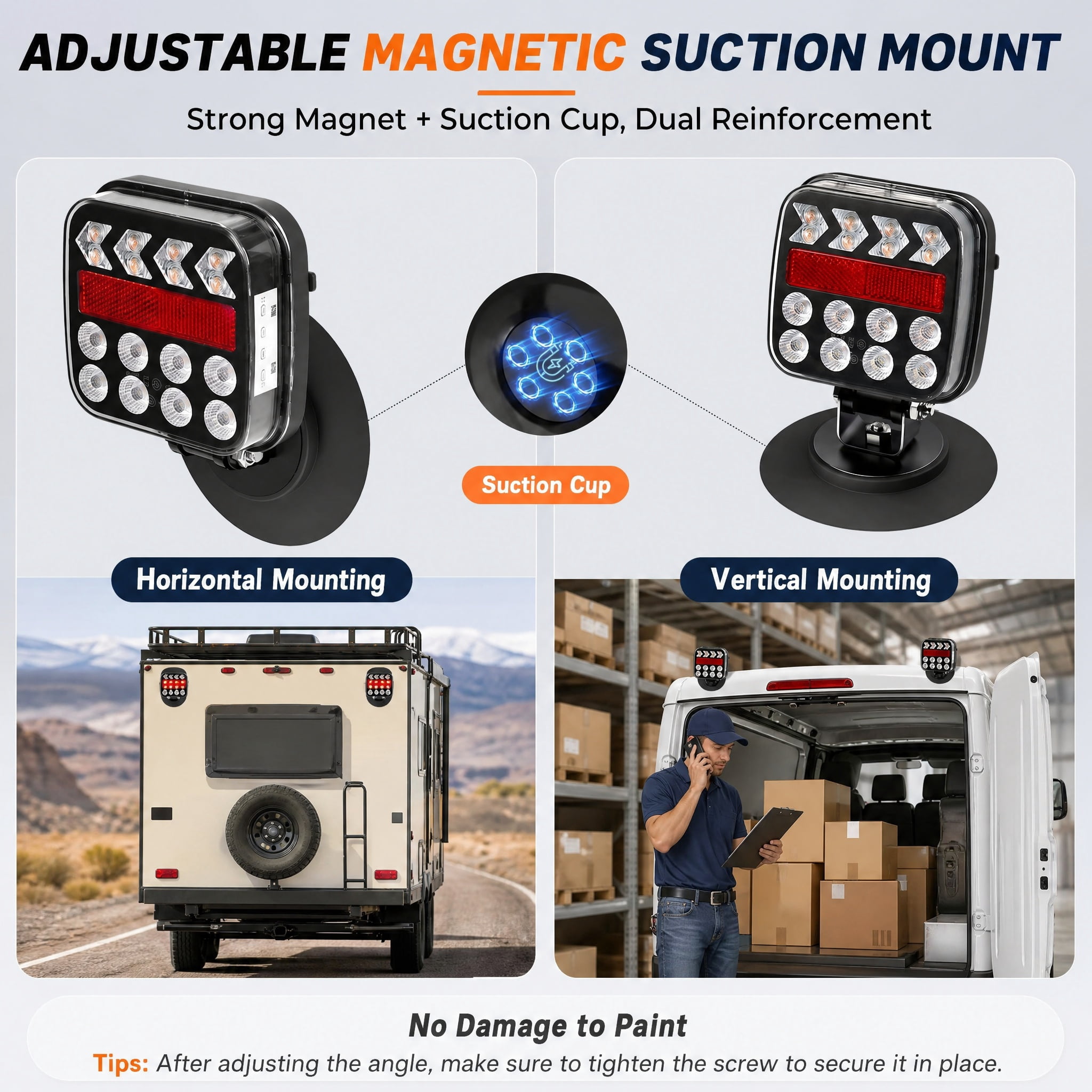 Wireless Trailer Lights Magnetic, LED Trailer Light Kit with 5 Modes & 2.4GHz Signal, Rechargeable Wireless Tow Tail Lights IP67 Waterproof for Trucks, RVs, Boats, Campers