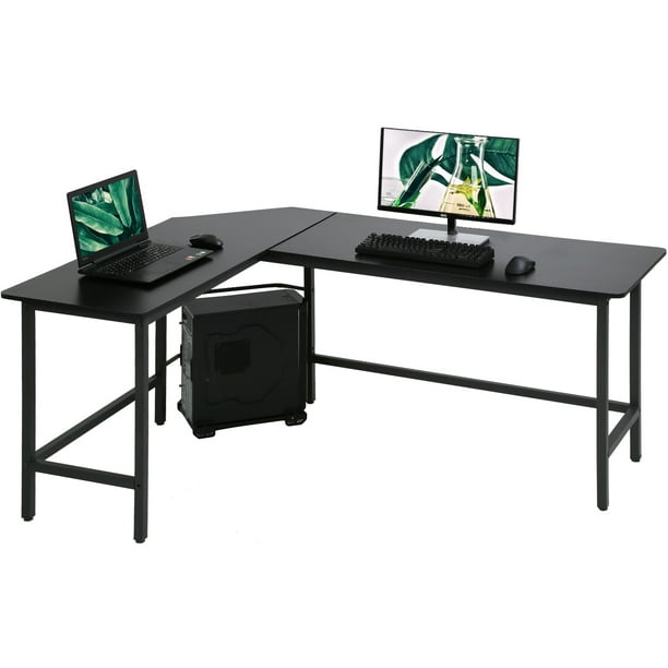 Bestoffice L Shaped Corner Gaming Desk, Black Corner Desk Gaming