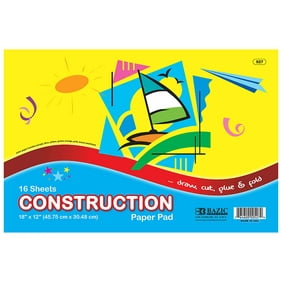 BAZIC Construction Paper Pad 16 Sheet 18"x12" Assorted Colors, 1-Pack