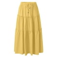 thumbnail image 4 of A Line Skirts Women Knee Length Flared ’S Elastic High Waist Boho Maxi Skirt Ruffle A Line Swing Long Skirts, 4 of 7