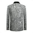 thumbnail image 3 of Cloudstyle Men's Shawl Lapel Sequined Blazer, Slim Fit Crinkle-Texture Dinner Jacket for Banquets & Events, 3 of 10