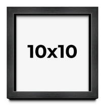 10x10 Frame Black Charcoal Grey Wood Textured Picture Frame | 0.75 Inch Moulding Width | Gunmetal