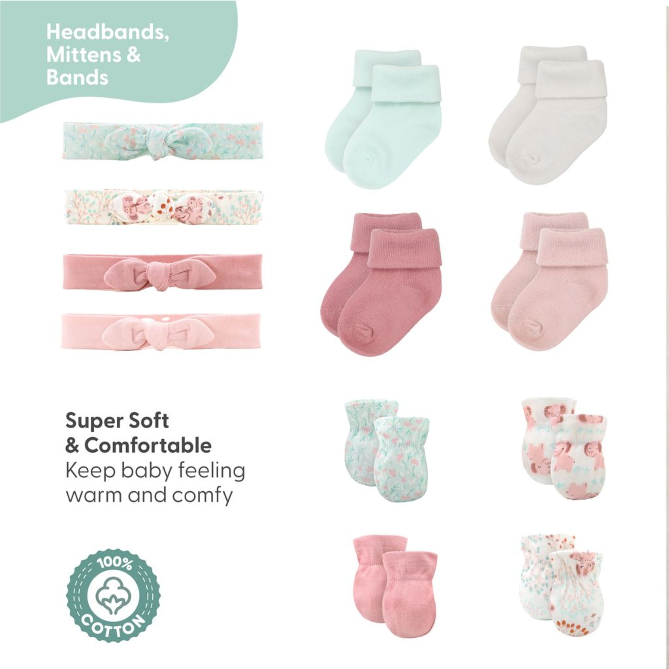 The Peanutshell Newborn Layette Gift Set, Pink Floral Elephant, 30 Essential Pieces, 0-3 Months