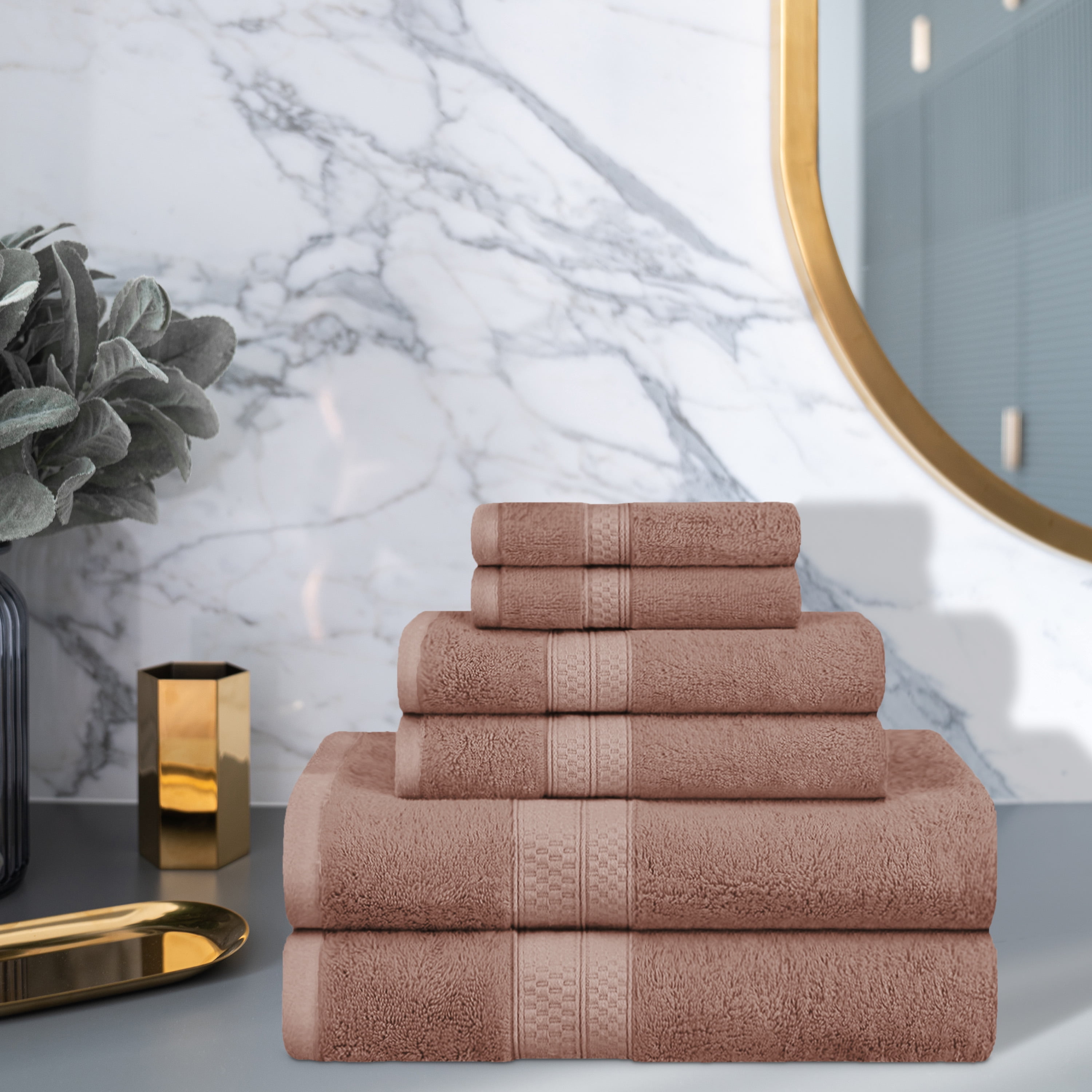 Meadowcove Rayon from Bamboo/Cotton Blend 6-Piece Face Hand, and Bath Towels Set , Sand by Blue Nile Mills