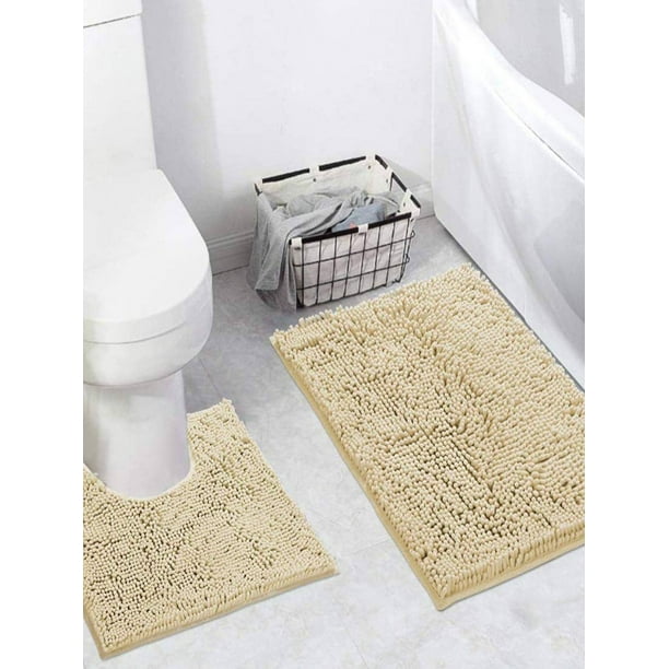 1pc Simple Soft Skin-friendly Chenille Bathroom Absorbent Anti-slip Floor Mat, Multipurpose For Home Decor