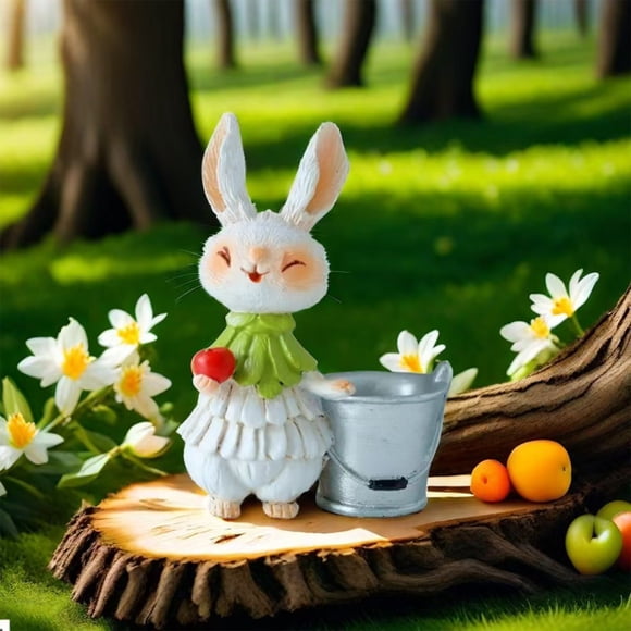 Yusimy Easter Resin Rustic Rabbit Decorative Ornament for Easter Decor