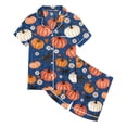 thumbnail image 4 of BOOMNY Halloween Girls 2 Peice Pajamas Sets Hallowmas Pumpkin Ghost Graphic Short Sleeve Buttons Sleepwear Tops Shorts Pjs Set for Kids Cozy Loungewear Homewear, 4 of 4