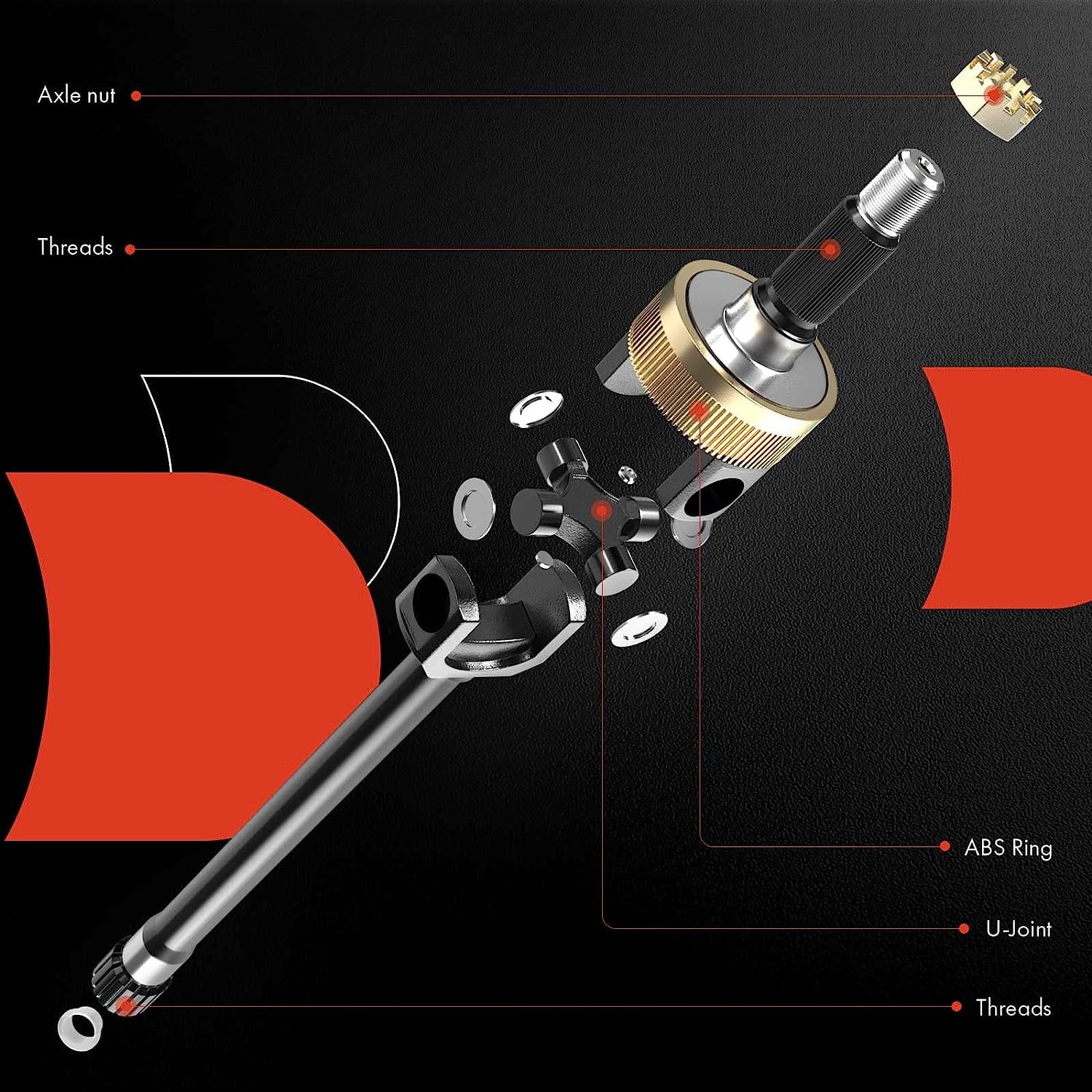 A-Premium Rear Axle Shaft Assembly with Axle Bearing and Seal Compatible with Jeep Wrangler 2007-2011 3.8L, Wrangler 2012-2018 3.6L, Wrangler JK 2018 3.6L, Rear Left or Right, Replace# 68003272AA